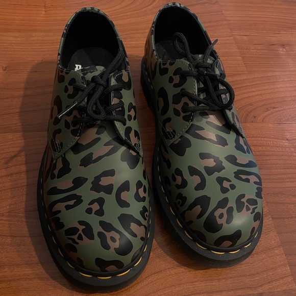 Dr. Martens Olive and Black Leopard Print Oxfords - Picture 3 of 3